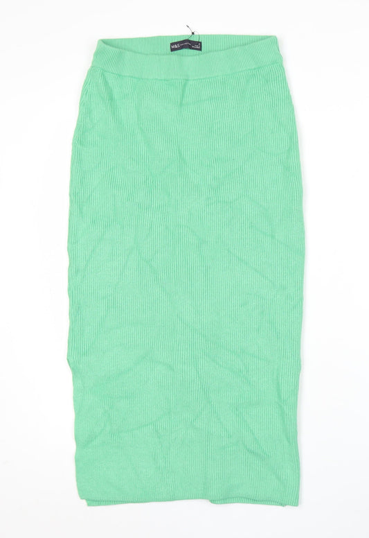 Marks and Spencer Womens Green Knit Midi Pencil Skirt Size S