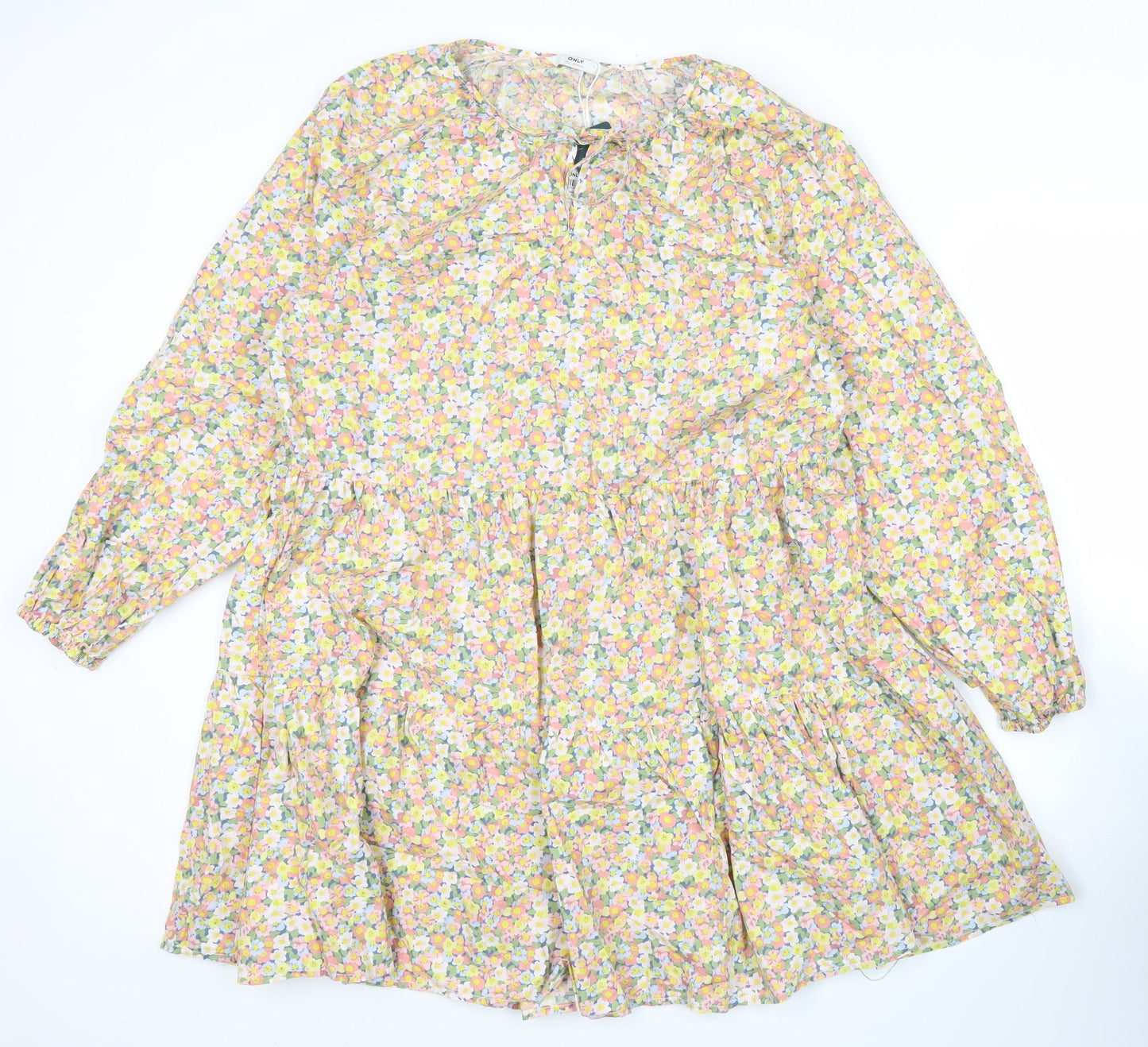 ONLY Women’s Multicoloured Floral Smock Dress L Lightweight Cotton