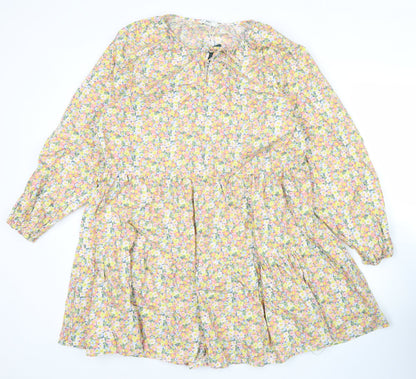 ONLY Women’s Multicoloured Floral Smock Dress L Lightweight Cotton