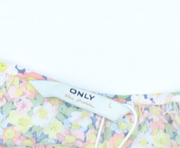 ONLY Women’s Multicoloured Floral Smock Dress L Lightweight Cotton