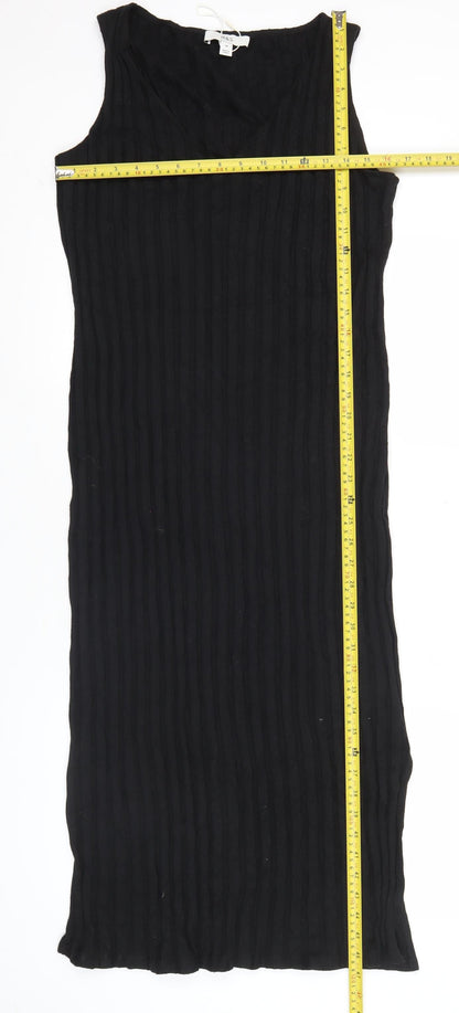 Marks and Spencer Womens Black Size 14 Sleeveless Shift Midi Dress