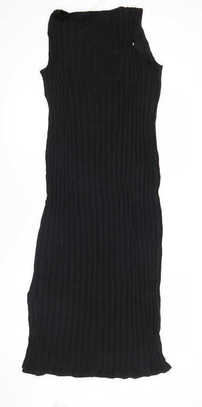 Marks and Spencer Womens Black Size 14 Sleeveless Shift Midi Dress