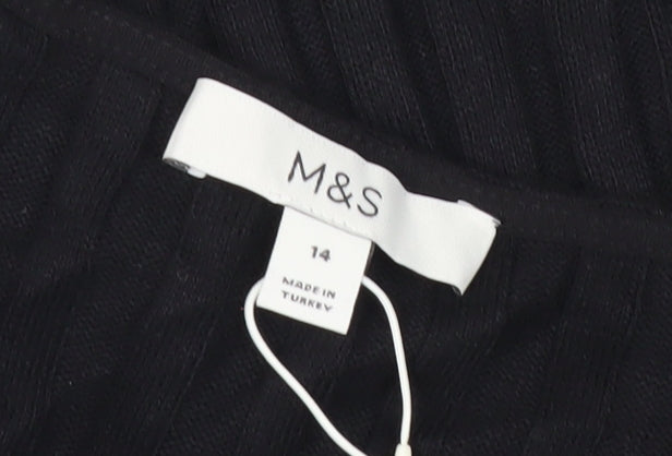 Marks and Spencer Womens Black Size 14 Sleeveless Shift Midi Dress