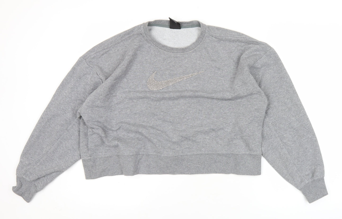 Nike Women Grey M Pullover Sweatshirt Logo Sportswear