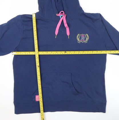 Crane Womens Navy Blue Pullover Hoodie L Embroidered Crest Casual