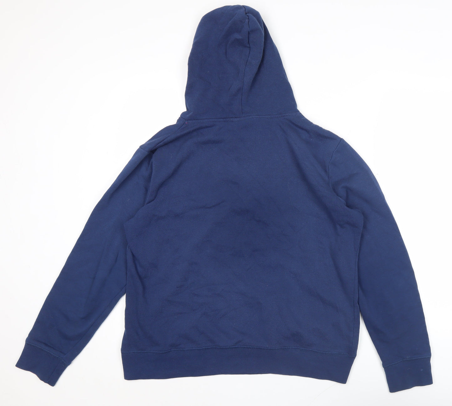 Crane Womens Navy Blue Pullover Hoodie L Embroidered Crest Casual