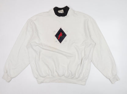 Decorated Originals Women’s White XL Sweatshirt Embroidered Bird Winter Pullover