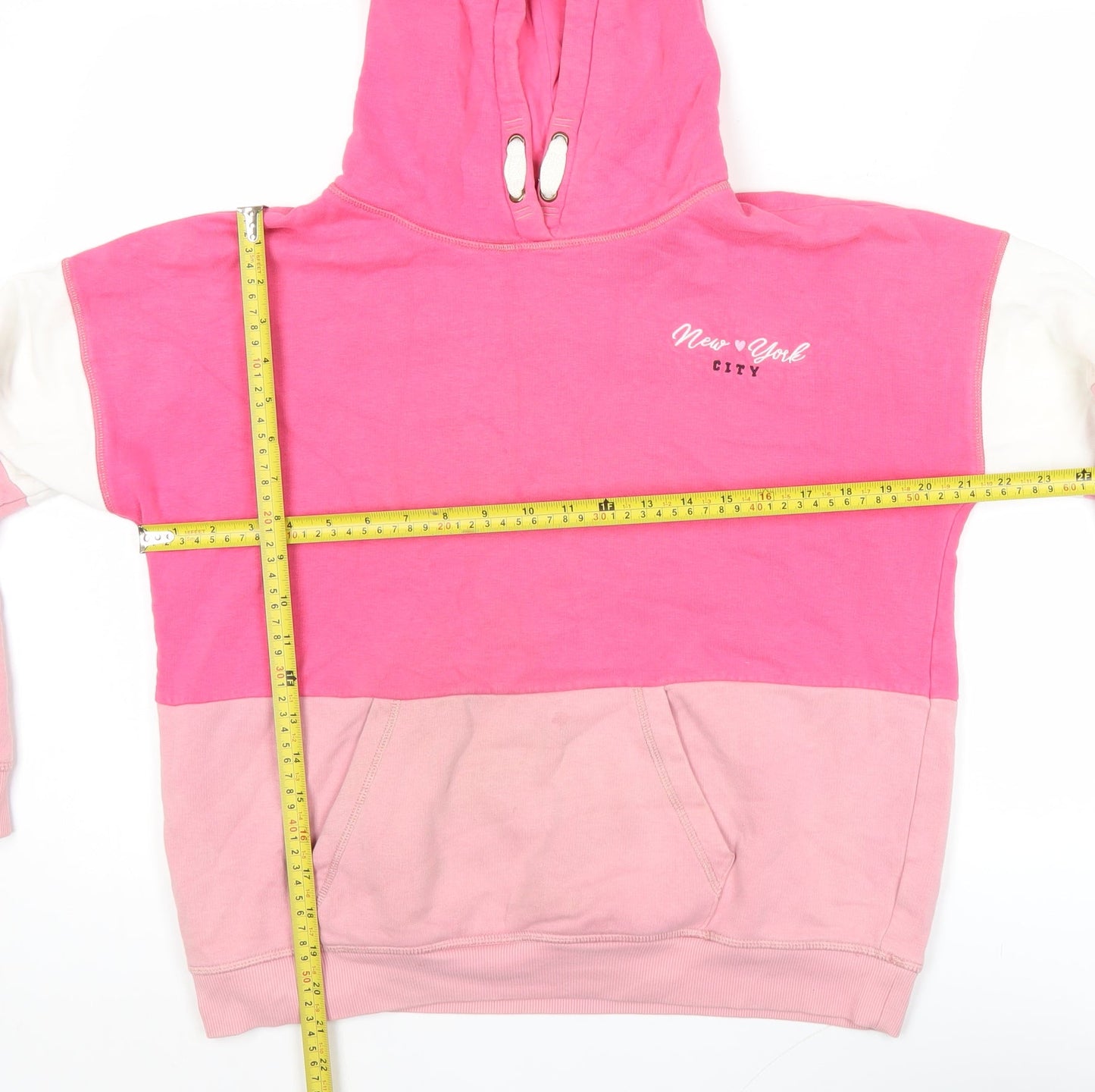 Marks and Spencer Girls Pink Pullover Hoodie 13-14 Years Colourblock Logo