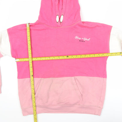 Marks and Spencer Girls Pink Pullover Hoodie 13-14 Years Colourblock Logo