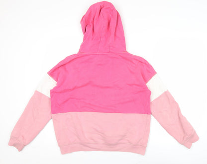 Marks and Spencer Girls Pink Pullover Hoodie 13-14 Years Colourblock Logo