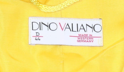 Dino Valiano Womens Yellow Blazer Jacket Size 16 Rayon Linen Vintage