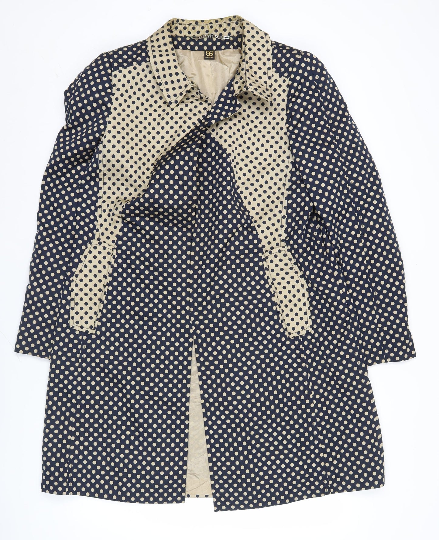 Basler Womens Blue Polka Dot Long Coat Size 16 Workwear Overcoat