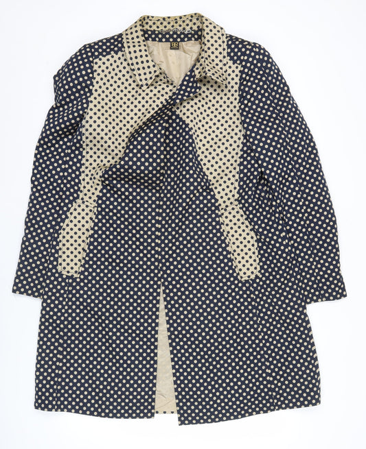 Basler Womens Blue Polka Dot Long Coat Size 16 Workwear Overcoat