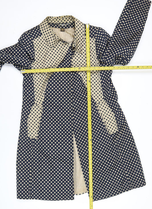 Basler Womens Blue Polka Dot Long Coat Size 16 Workwear Overcoat