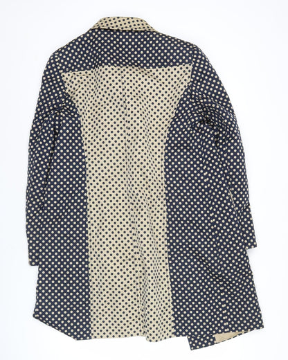 Basler Womens Blue Polka Dot Long Coat Size 16 Workwear Overcoat