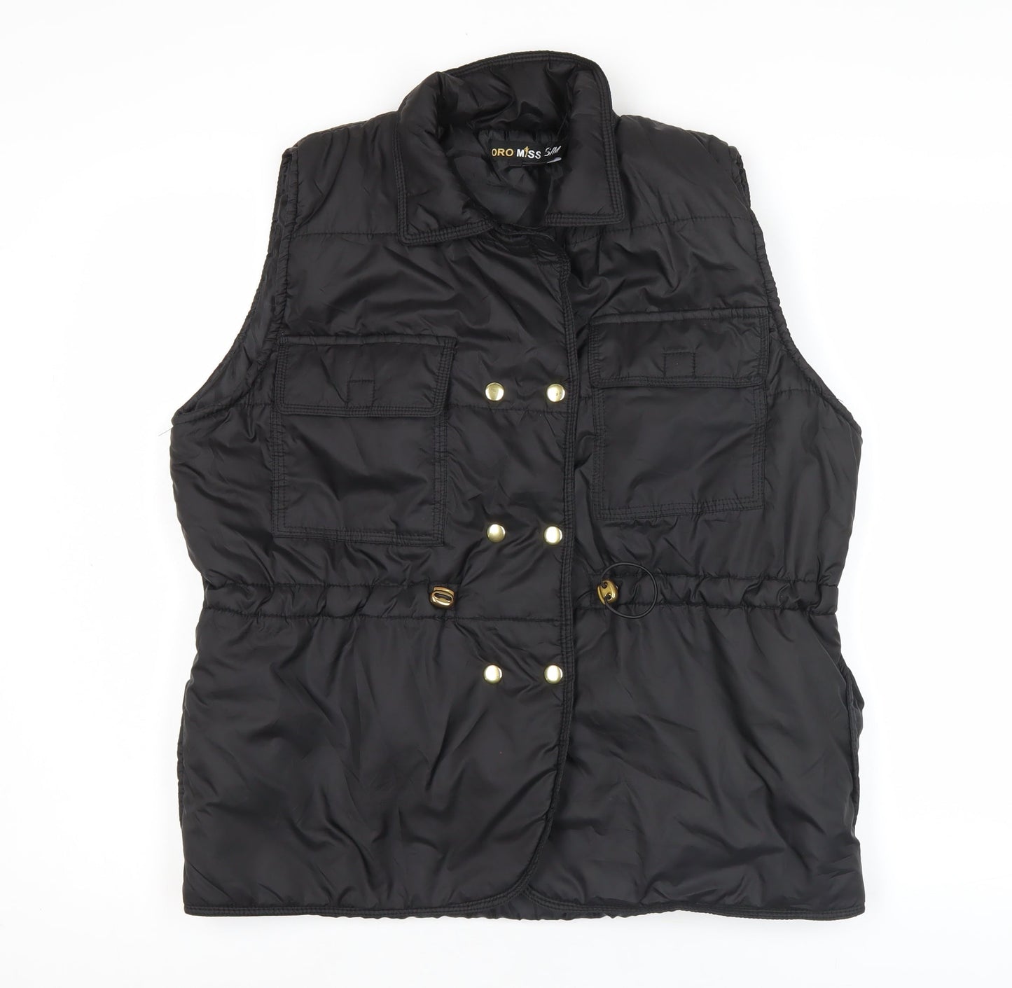 Oro Miss Womens Black Sleeveless Waistcoat Bodywarmer S