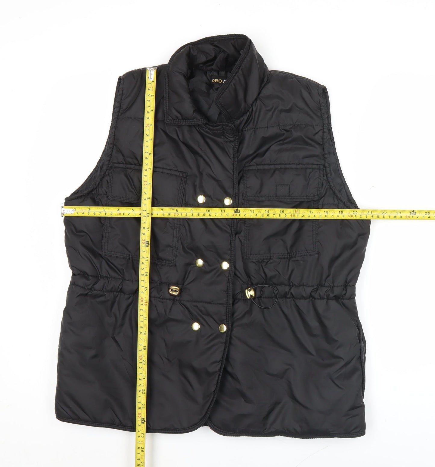 Oro Miss Womens Black Sleeveless Waistcoat Bodywarmer S