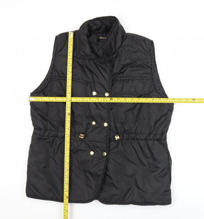 Oro Miss Womens Black Sleeveless Waistcoat Bodywarmer S