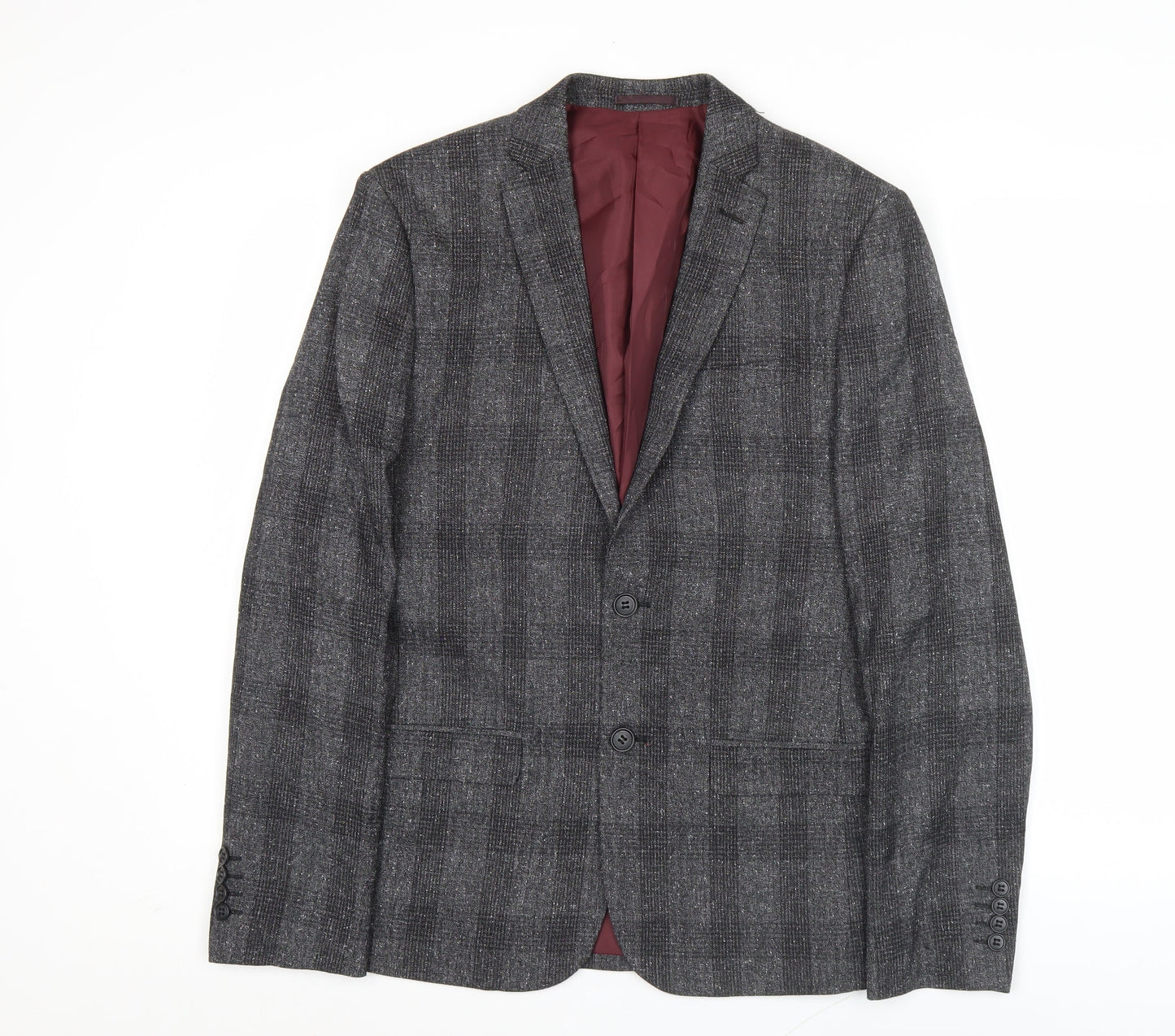 Mens UK Size 38 River Island Regular Grey Suit Jacket