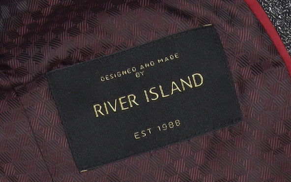 Mens UK Size 38 River Island Regular Grey Suit Jacket
