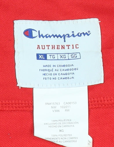Champion Men’s Red XL Track Jacket Full Zip Polyester Sportswear