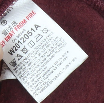 Superdry Womens Red Pullover Hoodie Size 8 Logo Graphic Warm