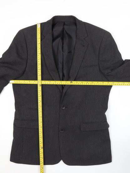 ASOS Men Grey Slim Fit Herringbone Blazer Jacket 38 Chest