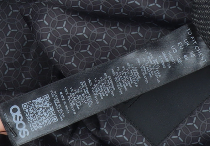 ASOS Men Grey Slim Fit Herringbone Blazer Jacket 38 Chest