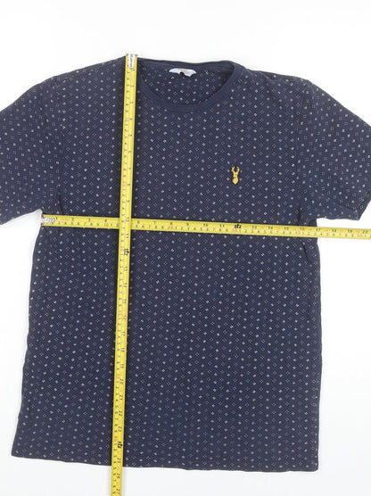 Next Men’s Blue Geometric Cotton Crew Neck T-Shirt Size S