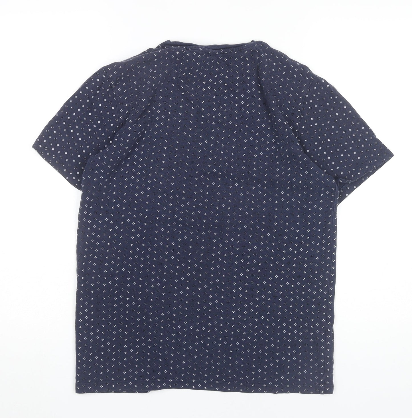 Next Men’s Blue Geometric Cotton Crew Neck T-Shirt Size S