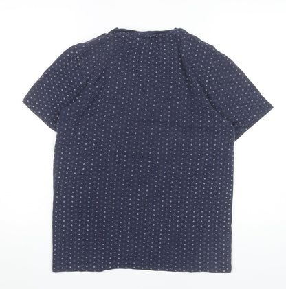 Next Men’s Blue Geometric Cotton Crew Neck T-Shirt Size S