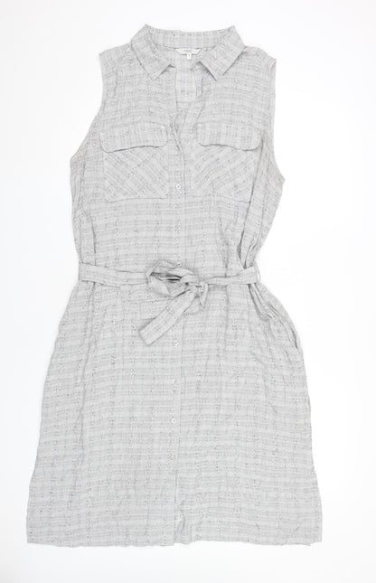 Next Women’s Grey Shirt Dress Size 18 Sleeveless Knee Length Belted