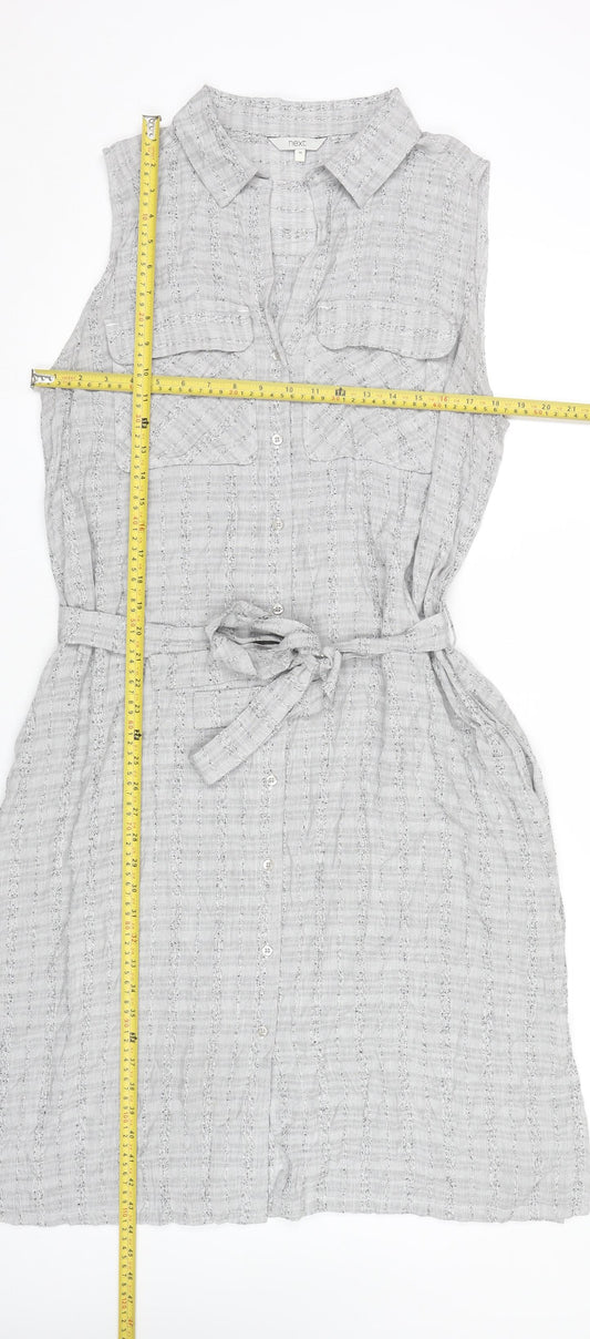 Next Women’s Grey Shirt Dress Size 18 Sleeveless Knee Length Belted