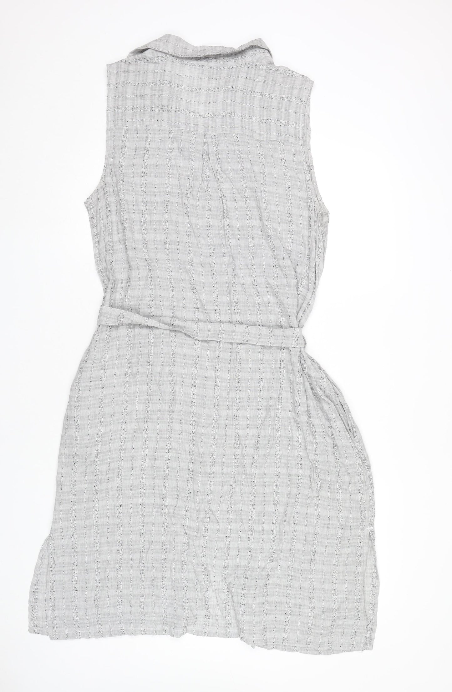 Next Women’s Grey Shirt Dress Size 18 Sleeveless Knee Length Belted