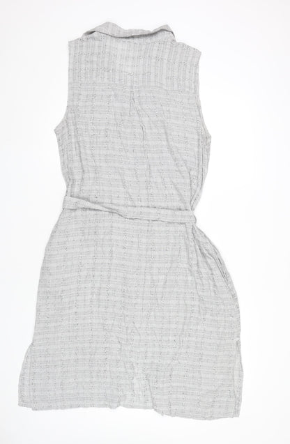 Next Women’s Grey Shirt Dress Size 18 Sleeveless Knee Length Belted