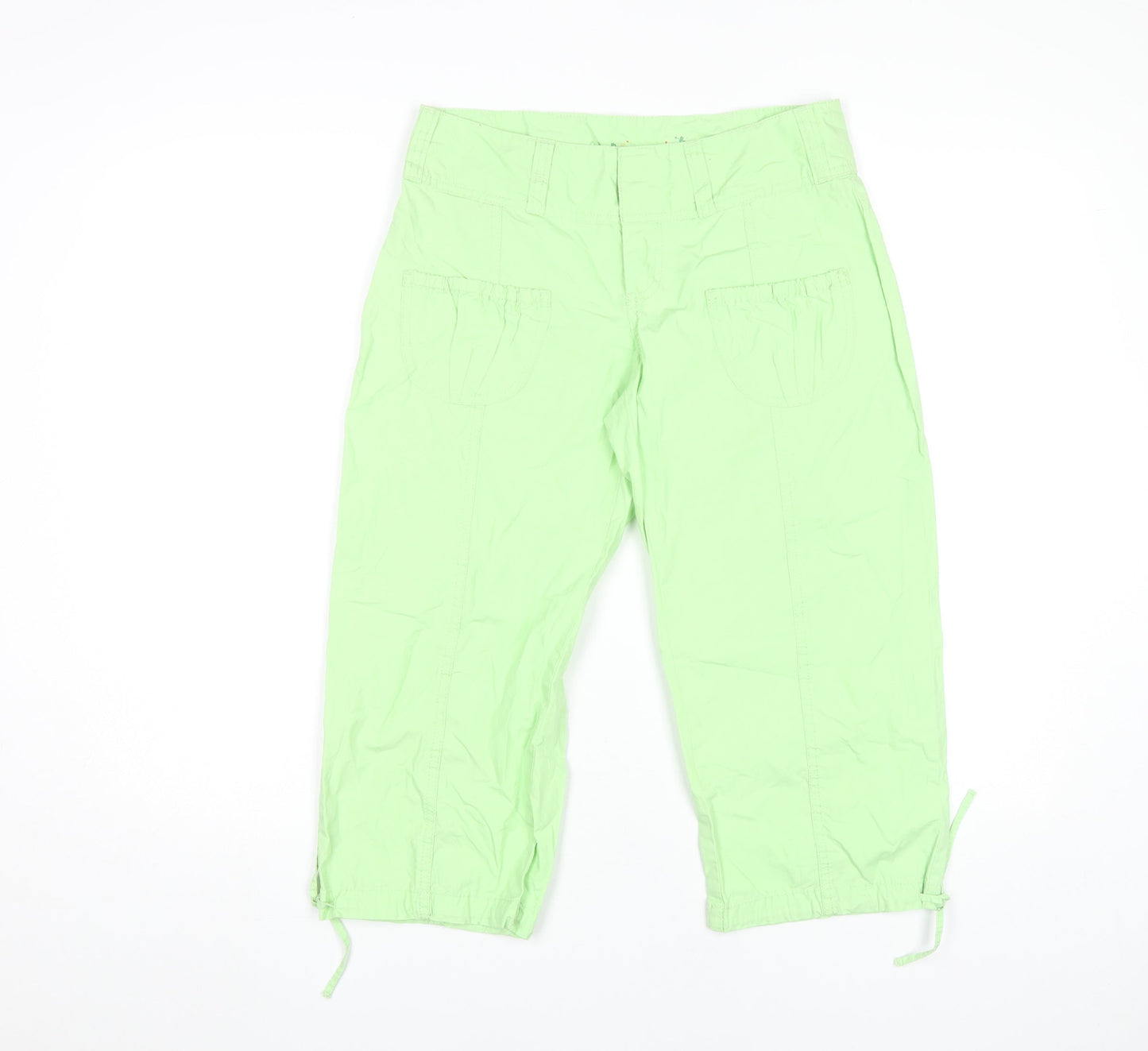WilliWear Womens Green Cotton Capri Trousers Size 6 Lightweight