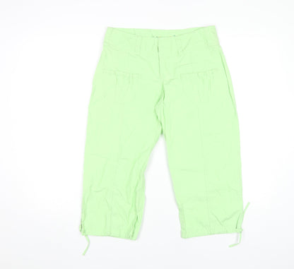 WilliWear Womens Green Cotton Capri Trousers Size 6 Lightweight