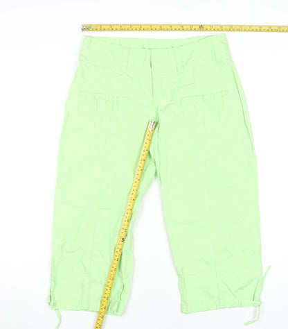 WilliWear Womens Green Cotton Capri Trousers Size 6 Lightweight