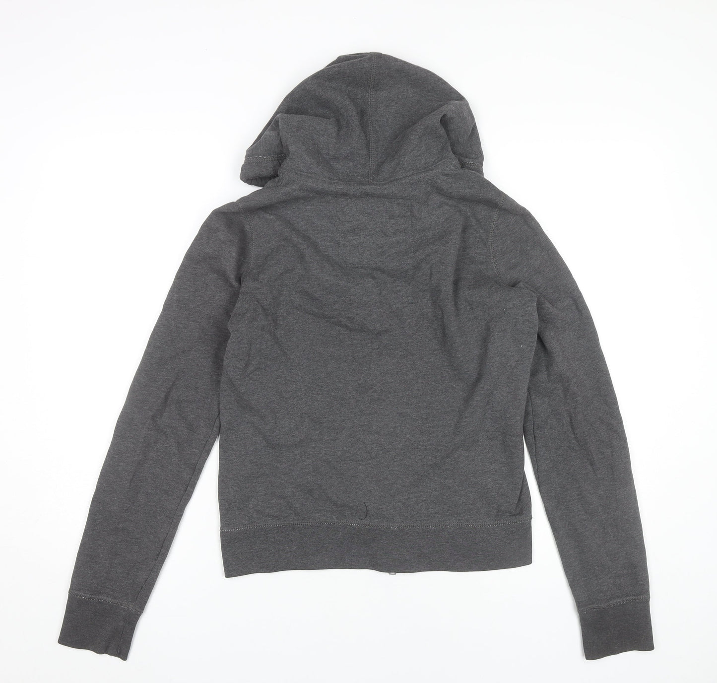 Hollister Women’s Grey Full Zip Hoodie L Logo Graphic Casual