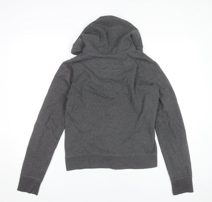 Hollister Women’s Grey Full Zip Hoodie L Logo Graphic Casual