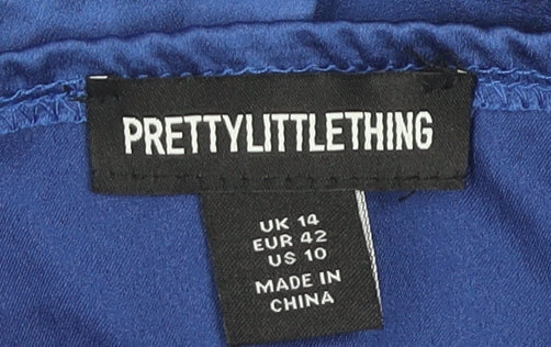 PrettyLittleThing Women’s Blue Lace Satin Jumpsuit Size 14 Wide-Leg