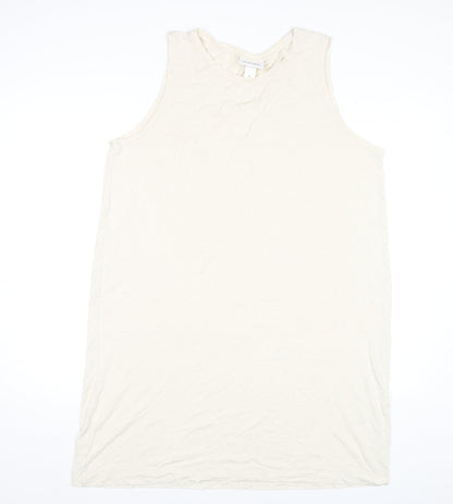 Monki Women Ivory Midi Tank Dress XL Sleeveless Viscose Casual