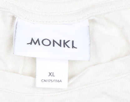 Monki Women Ivory Midi Tank Dress XL Sleeveless Viscose Casual
