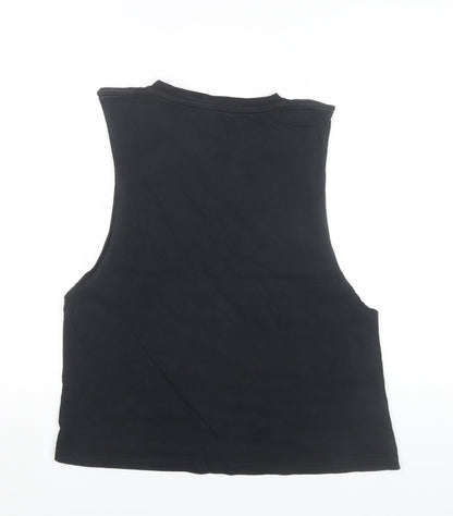 Bitchingandjunkfood Womens Black Crop Tank Top Size M Sleeveless Casual