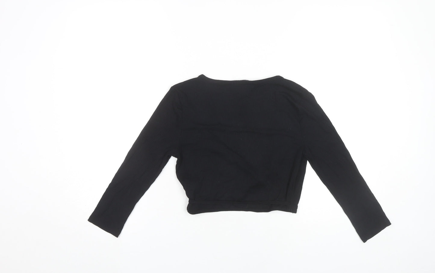 Womens UK Size M FOREVER 21 Black Wrap Blouse