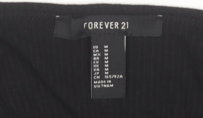 Womens UK Size M FOREVER 21 Black Wrap Blouse