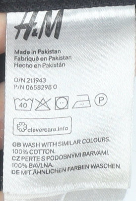 H&M Women Black Denim Skirt Size 8 High Rise Raw Hem Casual