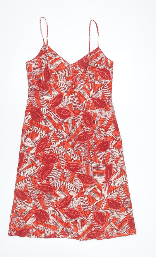 Debenhams Women’s Red V-Neck Slip Dress Size 16 Linen Blend