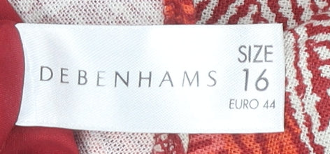 Debenhams Women’s Red V-Neck Slip Dress Size 16 Linen Blend