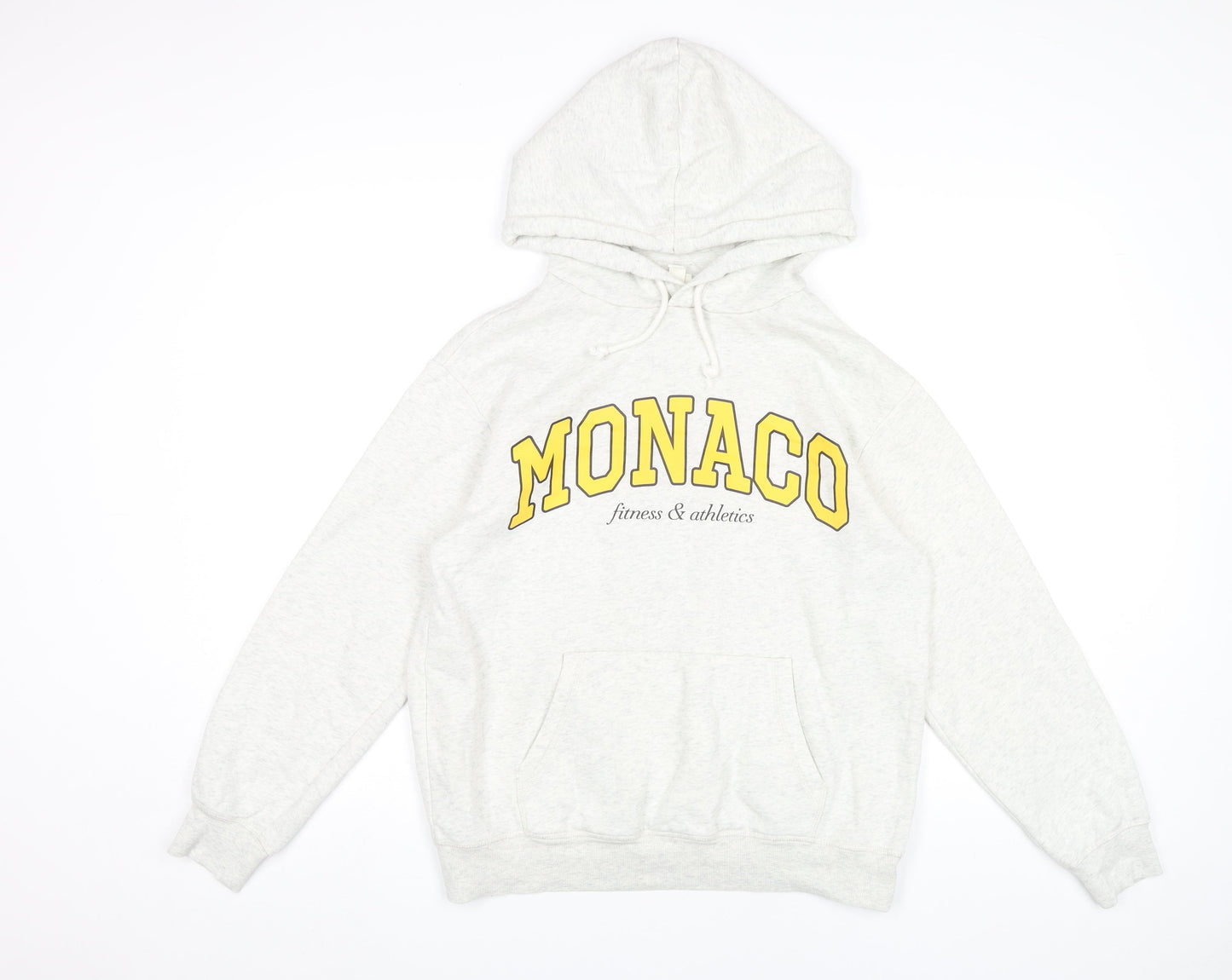 H&M Womens Grey Hoodie XS Monaco Print Pullover Sweatshirt